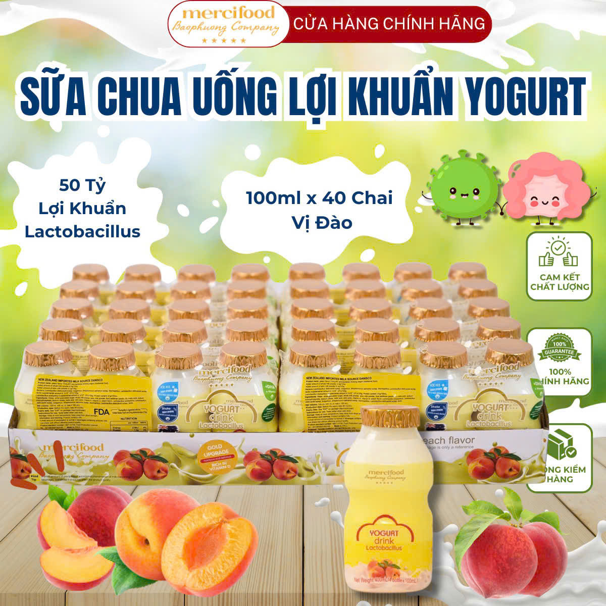 Sữa chua uống yogurt mercifood lợi khuẩn 100ml